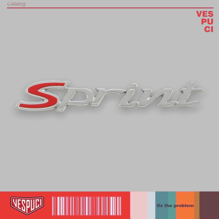 Emblem / Stiker " Sprint " Tempong Body Samping Ori Striping Emblem Vespa