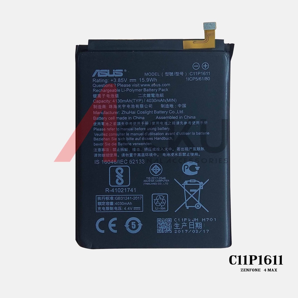 [C11P1611] BATTERY BATERAI ASUS ZENFONE 3 MAX 5.2&quot; BATERAI ASUS C11P1611 BATERAI ASUS ZC520TL BATTERY ASUS X00DA  X008D, X008DA, X008DC, X00KD/ BATERAI ASUS ZENFONE 4 MAX 5,2 HIGH QUALITY