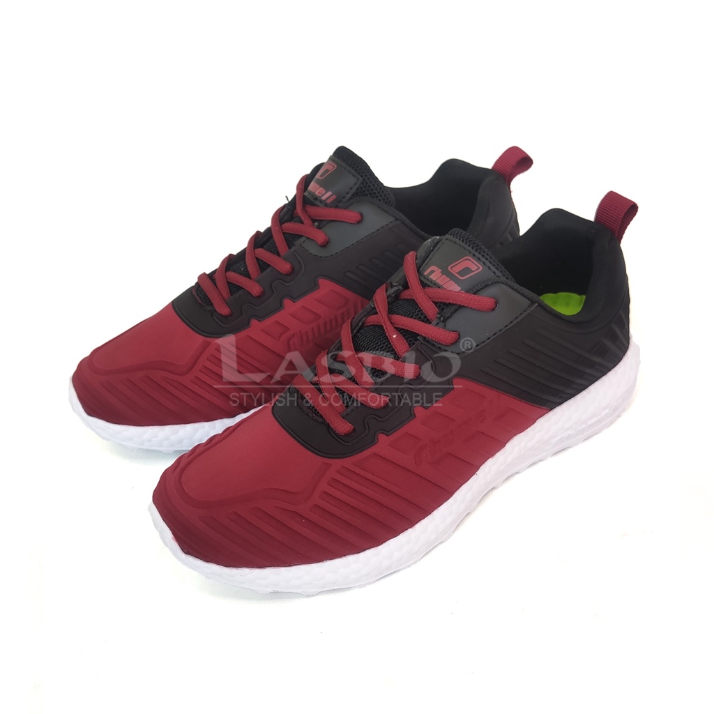 Sepatu Sneakers Running Hitam Maroon Pria Rhumell - Fighter Maroon/Black