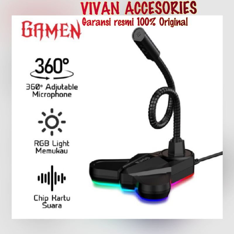 GAMEN GMH200  gaming Microphone RGB Lightning plug and play Decoding CH