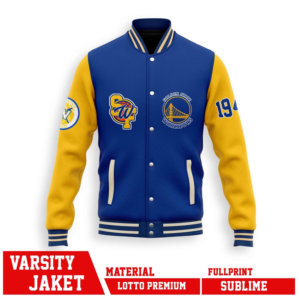 JAKET VARSITY CLUB FRANCISCO WARRIORS GOLDEN STATE BASKETBALL PREMIUM