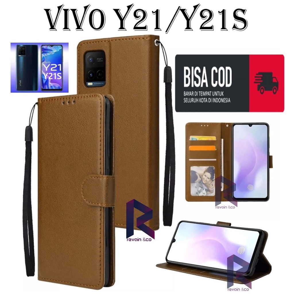 NEW VIVO Y21 Y21S CASE FLIP WALLET LEATHER KULIT PREMIUM SARUNG BUKA TUTUP FLIP CASE VIVO Y21 Y21S