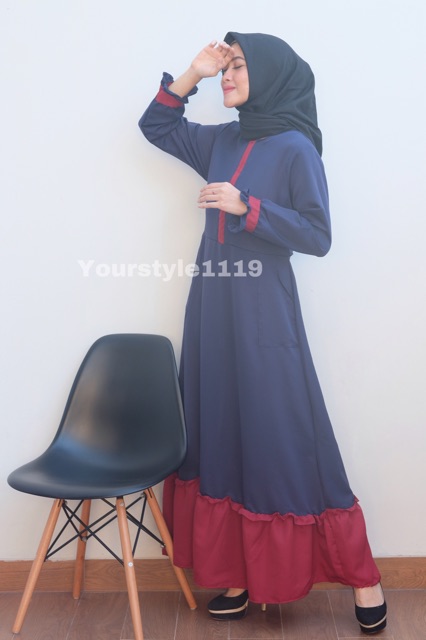 Gamis trendy LD 95cm fit to L sleting depan polos