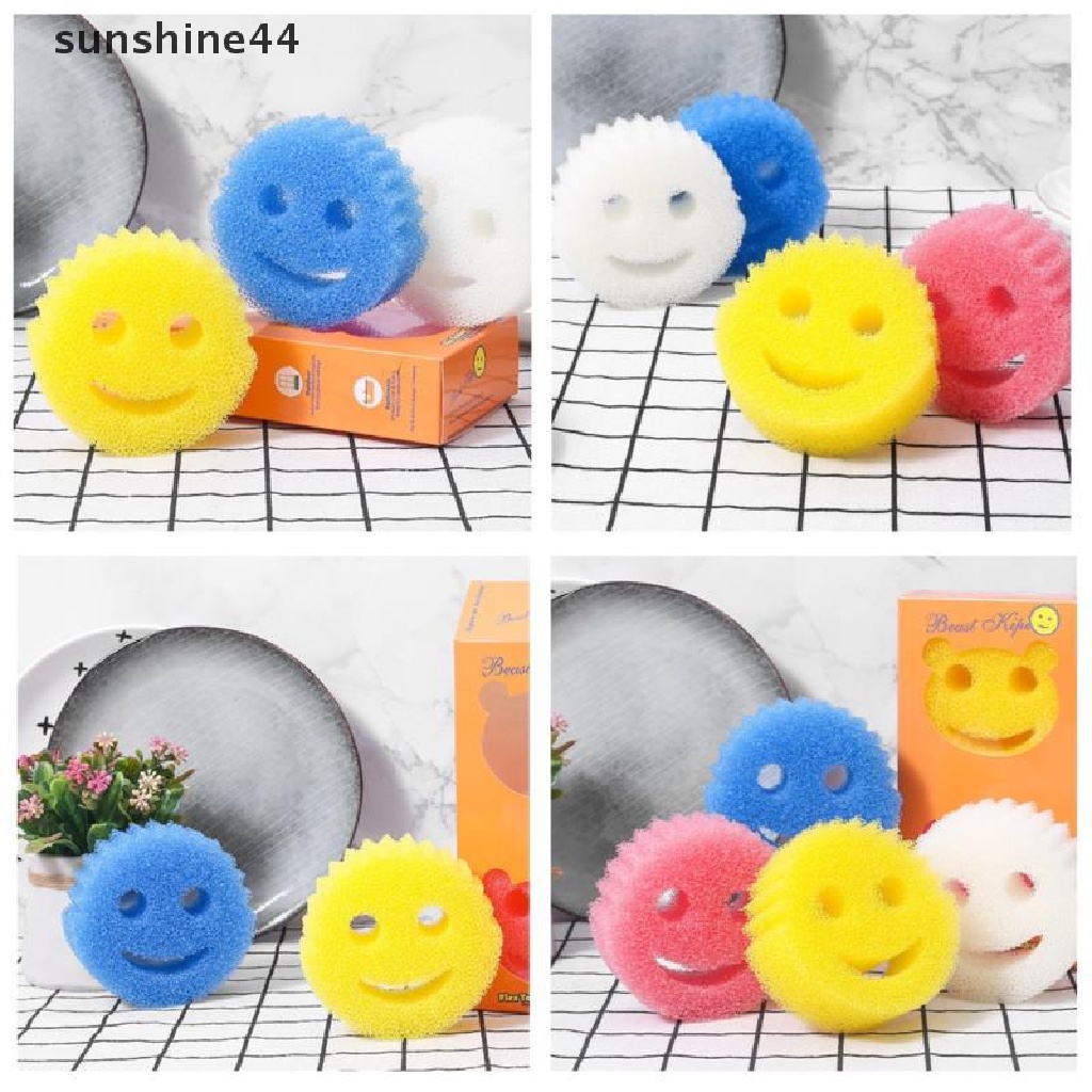 Sunshine Spons Magic Motif Smiley Kreatif Untuk Mencuci Piring