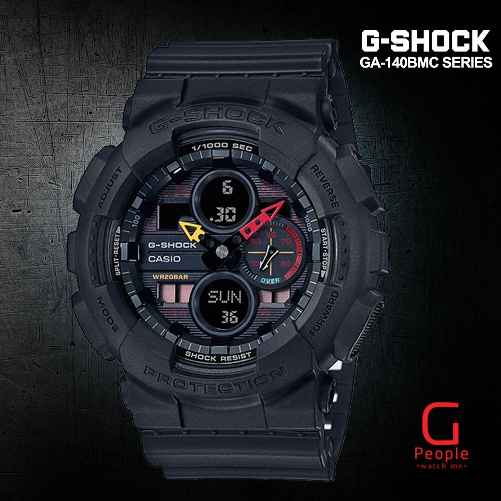 JAM TANGAN CASIO GSHOCK GA-140 DUALTIME ANALOG DIGITAL BOX FULLSET