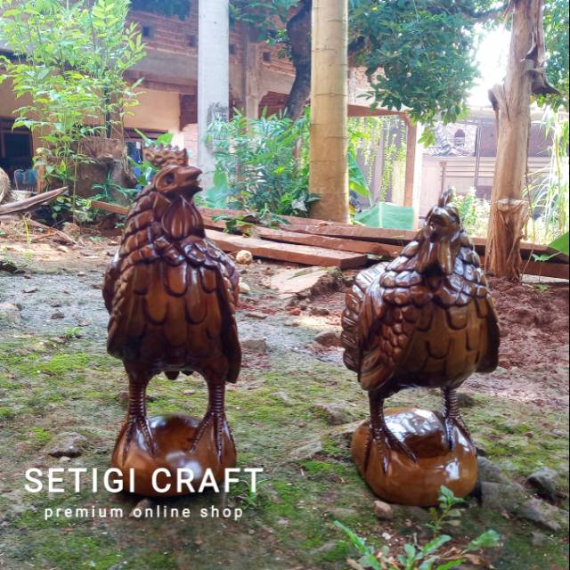 Patung Ayam Patung Kayu  1 Set
