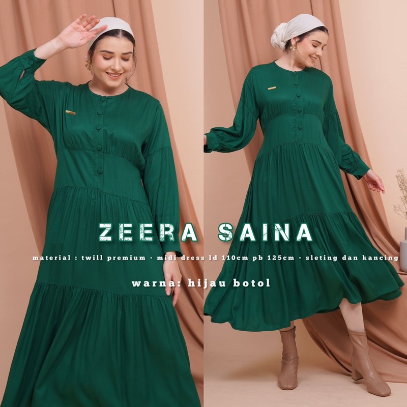 Daster Arab Zeera SAINA Midi Dress Rayon Twill premium Flowy super Klok