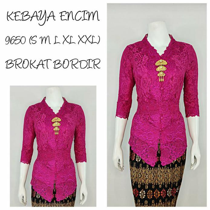 INDAH KEBAYA COLLECTION 9591 KEBAYA KUTUBARU LENGAN 7/8 KATùN PARIS - NO3.MAGENTA, XL