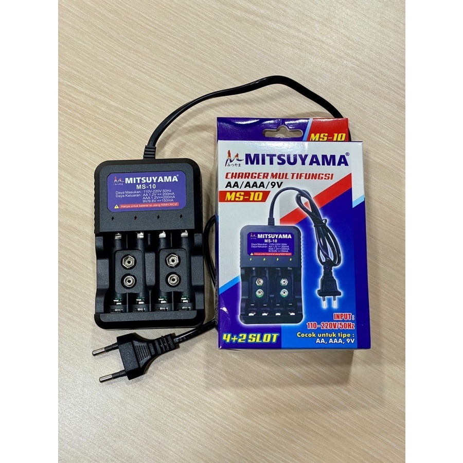 Barangunik2021-Alat Cas Charger Baterai AA AAA 9V 4+2Slot Mitsuyama MS-10 A2 A3 9V