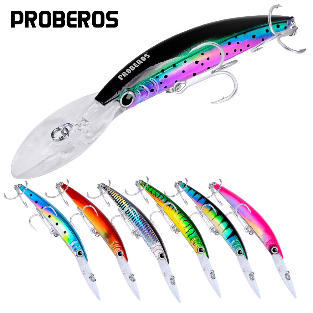 Proberos Umpan Pancing Ikan Minnow 17.5cm 27g Dengan Kail Treble 1/0 Lure Casting Umpan Floating DW358