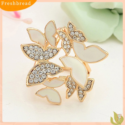 Fresh| Bros Pin Butterfly Cluster Bulat Hias Kristal Berlian Imitasi Untuk Aksesoris Scarf Wanita