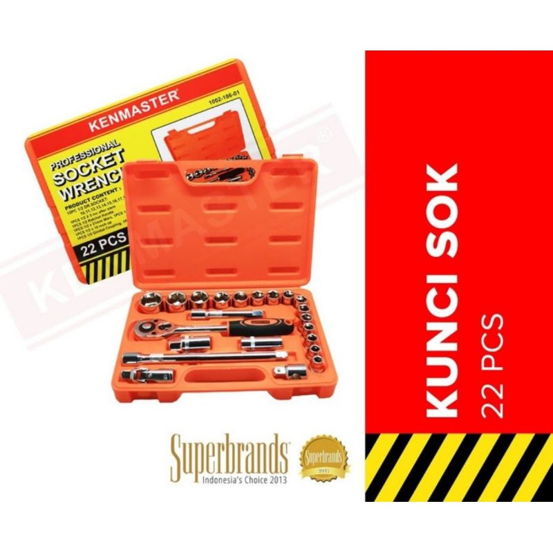 Kenmaster Kunci Shock 22 Pcs Bengkel Set