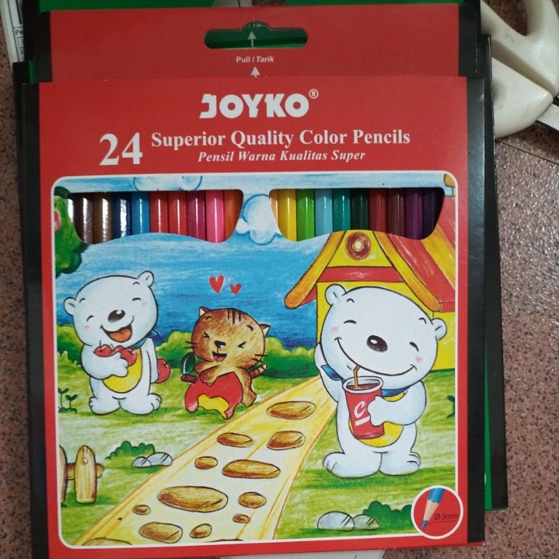 Pensil Warna 24 Warna Joyko panjang-Joyko24w