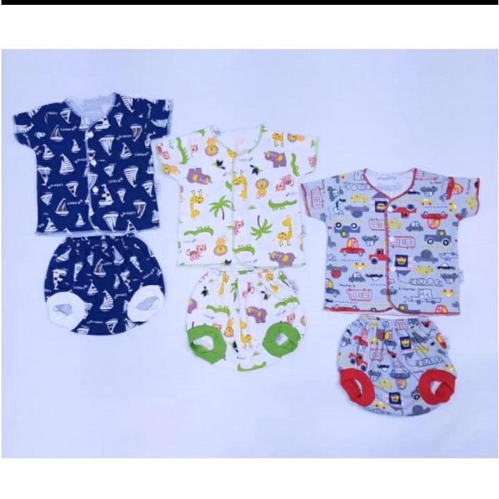 Little Queen Setelan Baju Lengan Pendek &amp; Celana Pop Newborn 3pcs