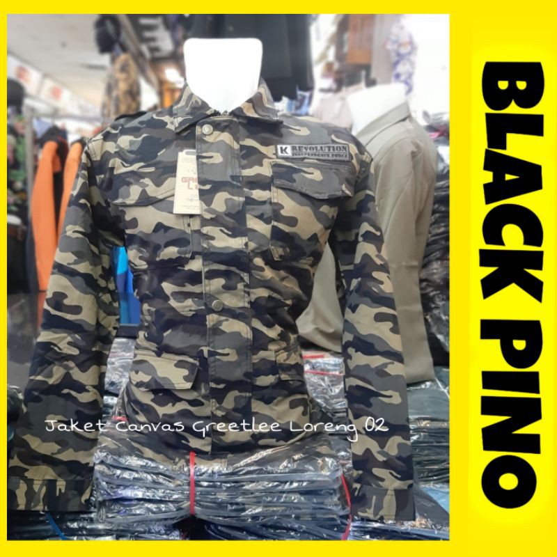 Jaket Kanvas Kantong Saku 4 Semi Parka Loreng - Greetlee Original