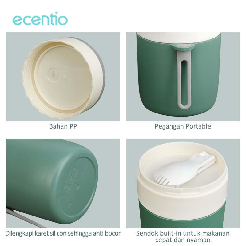 ecentio cangkir sup dengan free sendok tempat sup tahan panas Sarapan mangkuk sup piknik portable anti tumpah termos sup 500/450ml