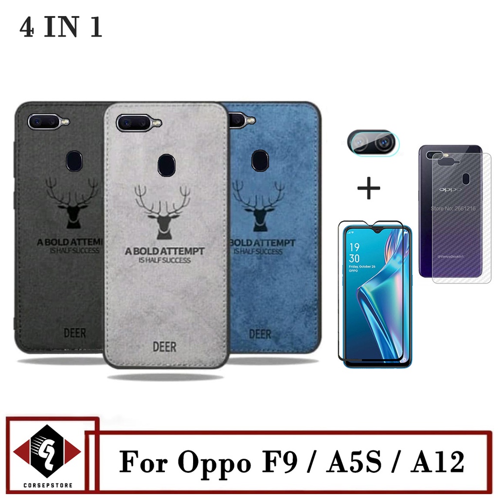 promo 3in1 Casing Oppo F9 / A5S / a7 / a11k / A12 SoftCase Bonus anti Gores Layar Camera Dan Garskin