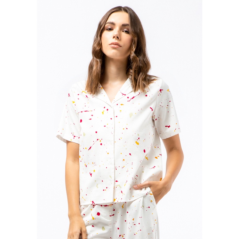 The Executive Camp Collar Printed Blouse
