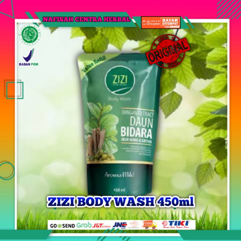 Zizi Body Wash Refil Dengan Ekstrak Daun Bidara 450ml Aroma Mild