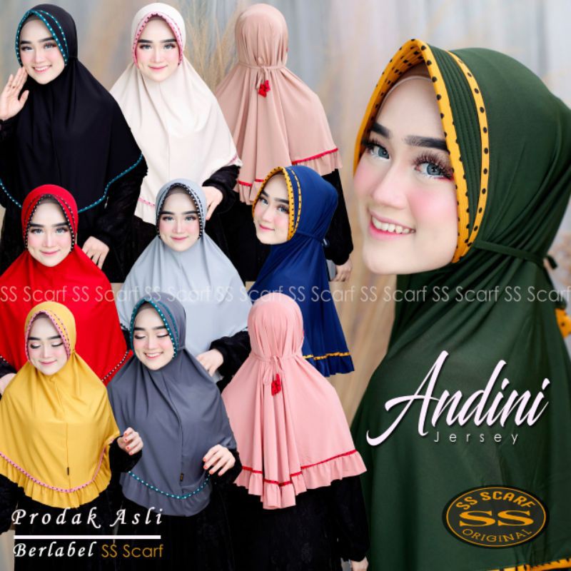 Jilbab Hijab Kerudung Instan Bergo Rempel Wiru Polka Andini Original SS Scarf