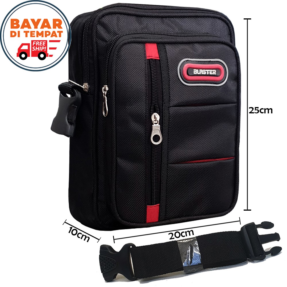 BLASTER Tas Pria Tas Selempang Pria 88C010 Bahan Nilon Tebal Waterproof Size 8 Inchi Original