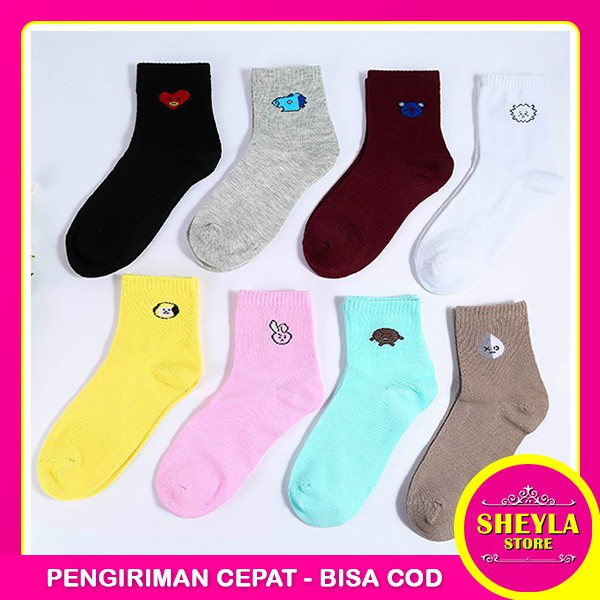 Kaos Kaki Karakter KPOP / Kaos Kaki Warna B.T.S Panjang Import Bahan Adem / TS-31