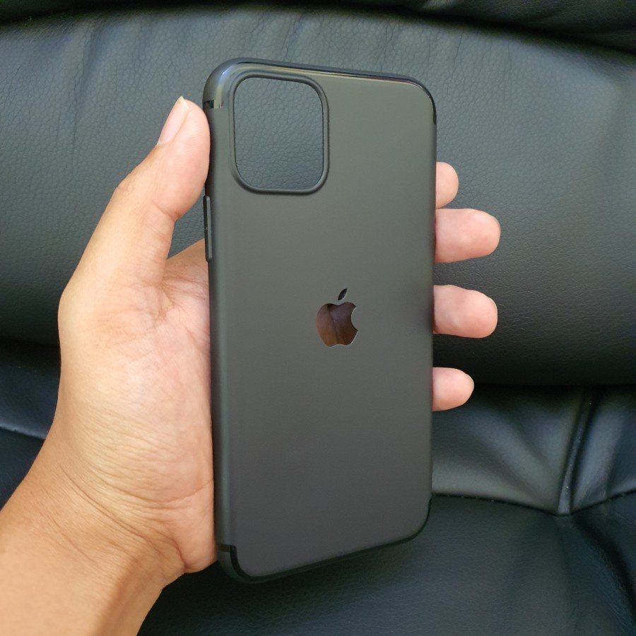 blackdoff softcase case iphone 11   11 pro   11 pro max black matte doff cut apple logo