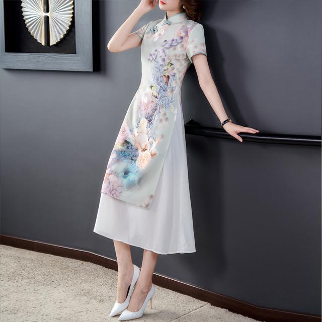 Cheongsam 2022 new summer improved dress Chinese style women's dress mother high-end temperament fas