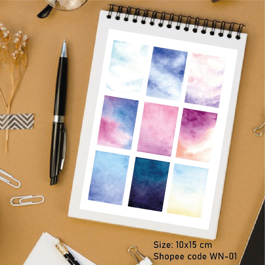 

WN-01 stiker bujo watercolor bentuk watercolor card