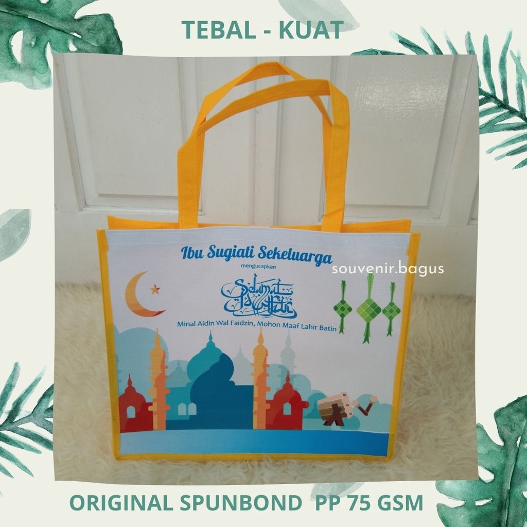 Tas Souvenir promosi Custom lebaran haji umroh arminareka natal paskah imlek 30x38cm sisi 12cm