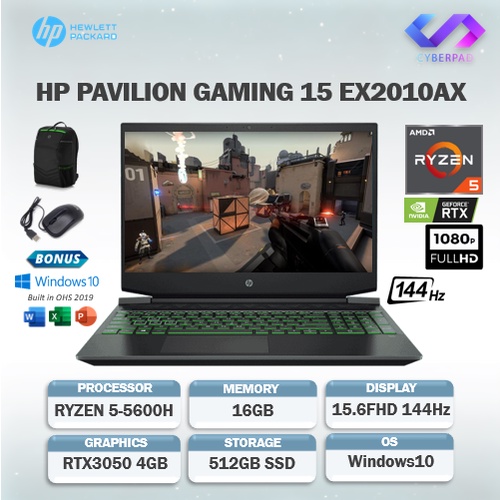 Jual Hp Pavilion Gaming 15 Ec2010ax Ryzen 5 5600h Rtx3050 4gb 16gb 512ssd 156fhd 144hz Adp 2995