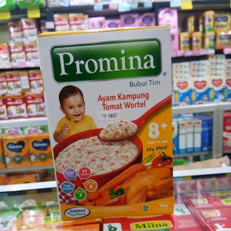 PROMINA BUBUR TIM 8+ 100G TIM SALMON,ATI AYAM KAMPUNG,DAGING&amp;BROKOLI,AYAM KAMPUNG TOMAT WORTEL