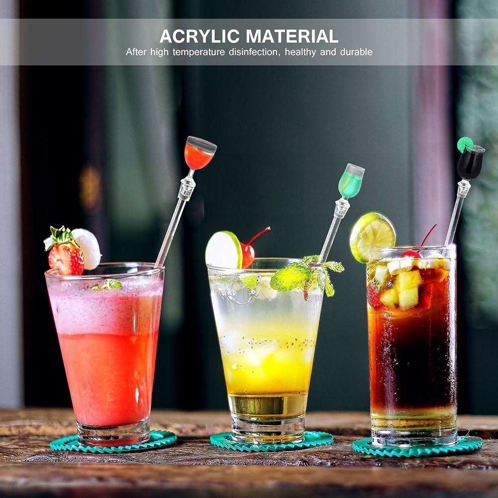 Preva 10Pcs/Set Pengaduk Minuman Colorful Bar Alat Acrylic Cocktail