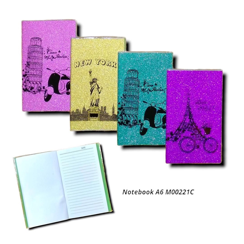 

BUKU CATATAN SAKU A6 POCKET MEMO SOFT COVER GARIS GLITER NOTEBOOK