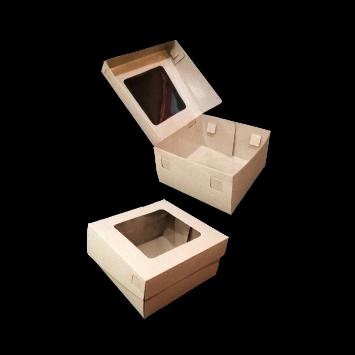 

kardus kraft jendela laminasi box packaging hampers cake kotak parcel kue brownies dus parsel bolu size 17x17x9 cm