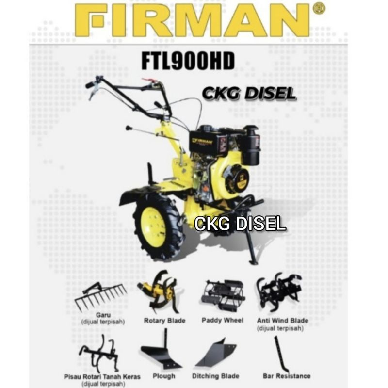 Traktor Firman Diesel. Mesin Bajak Sawah FTL 900 HD l