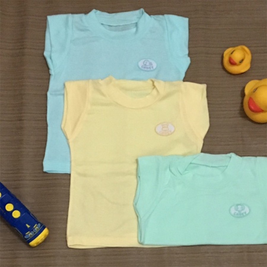 Caney Kaos Oblong Baby Lengan Pendek 3pcs Baju Bayi Polos Warna