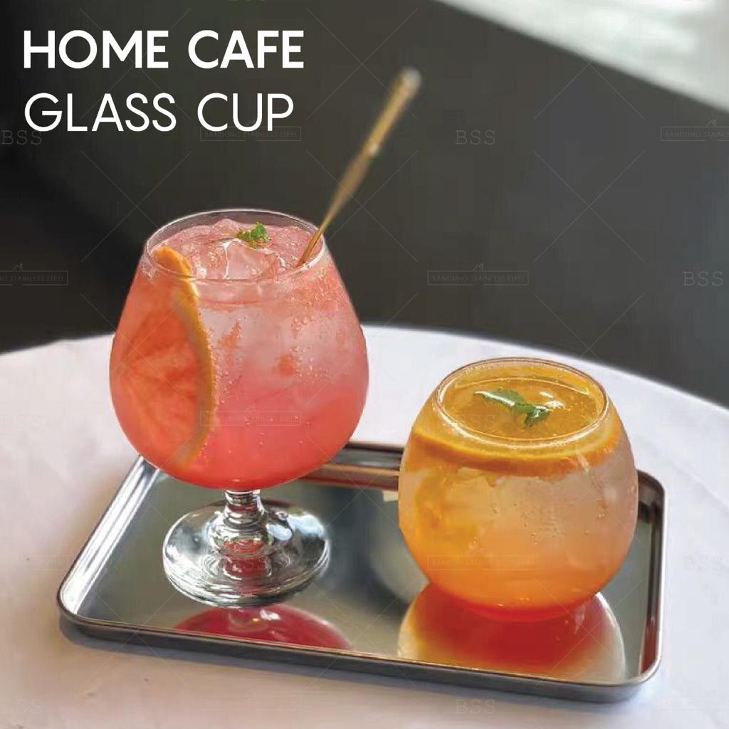 Gelas minum Crystal Juice Jus Kopi Teh Susu Bulat Lucu Mojito Cafe Glass korea