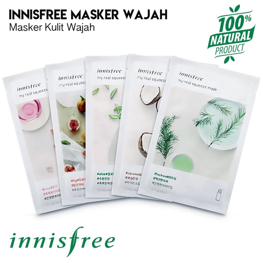 [KEMASAN BARU] INNISFREE MY REAL SQUEEZE SHEET MASK 23ml / MASKER WAJAH TOPENG INISFREE 23 ml NEW