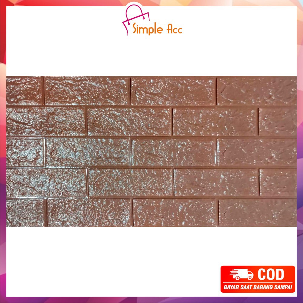 ~COD~ DO-C206 Wallpaper Dinding Foam 3D Kecil Motif Batu Bata/Walpaper Stiker Dinding Dekorasi Kamar-Batu Bata COKLATTUA