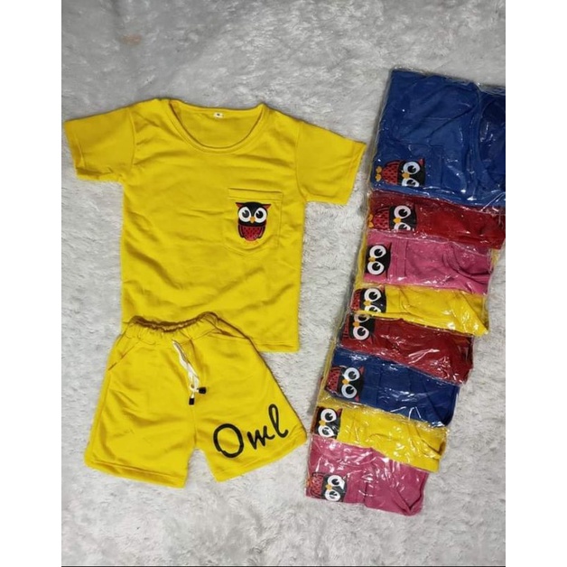 Setelan Anak Polos Unisex Setcel by OWL Usia 1-5 Tahun set Jogger OWL Kiano anak perempuan laki laki