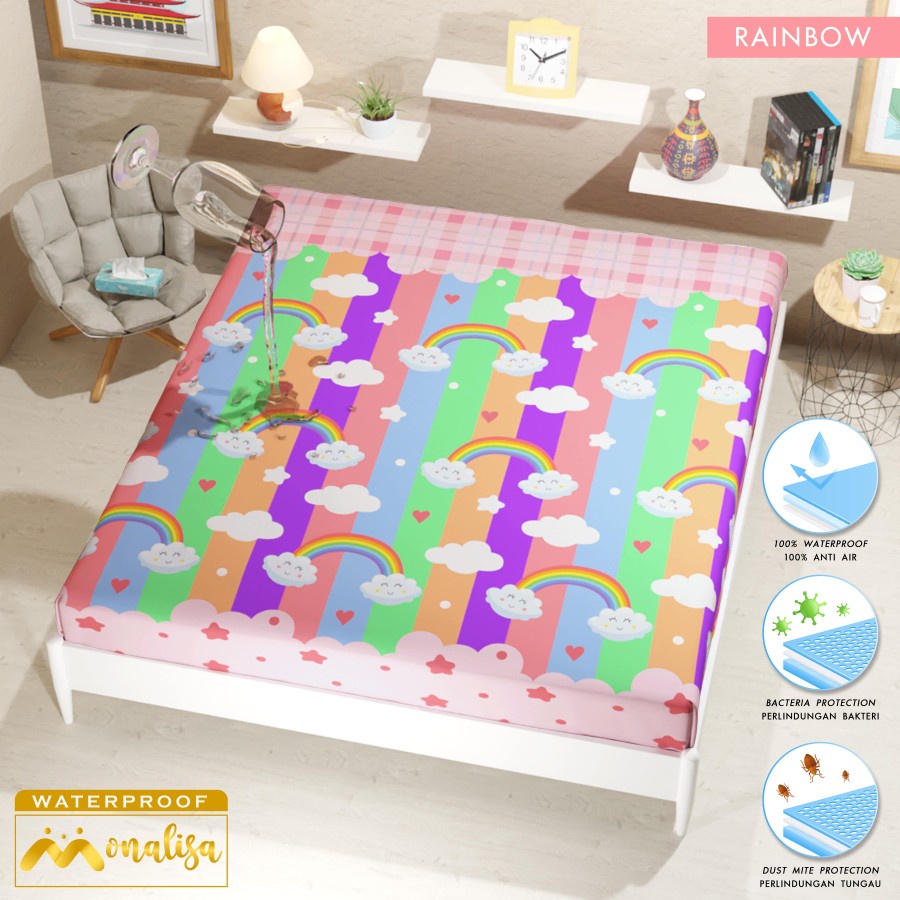 RC Sprei Waterproof Monalisa King T.20 Uk. 180x200 cm Tanpa sarban+sargul-RAINBOW 180