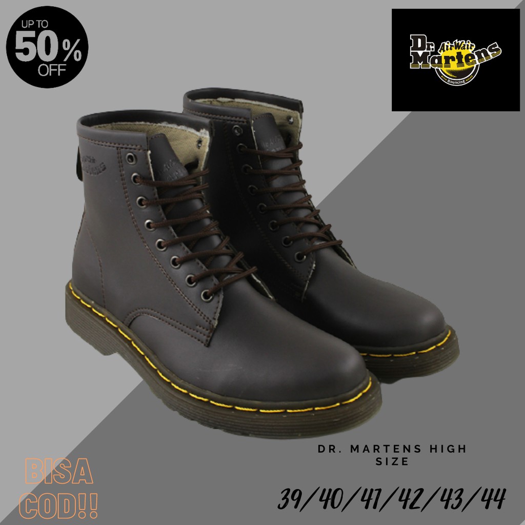 Sepatu Pria Dr Martens High Boots Tinggi Docmart 8 Hole Coklat Bots Kerja Murah