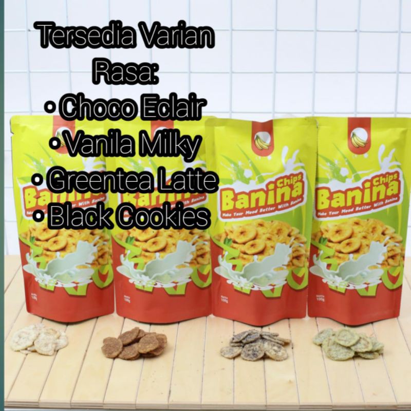 

Keripik Pisang BANINA CHIPS / kripik pisang garing aneka rasa-100gr