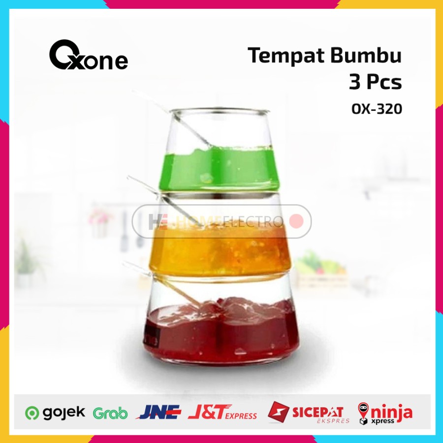 Oxone OX-320 3Pcs Tempat Bumbu Oxone - Kaca