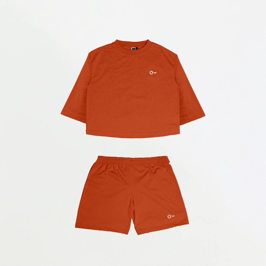 JOHNJILL - Kaos Oversize Croptop &amp; Short Pants - Basic Set