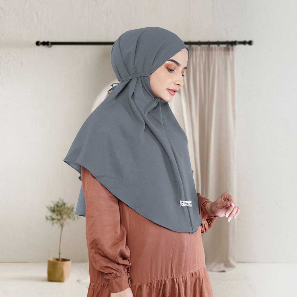 Bugis Hijab - Bergo Maryam Polos - Ukuran L - Bergo Instan-BLUE PASTEL