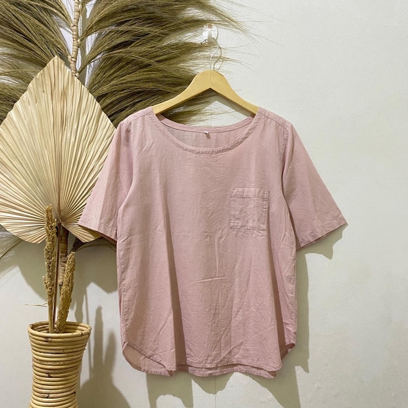 Thrift Kemeja Blouse Atasan Wanita Motif Polos Vintage - Batch 37 (B2-153 s/d B2-192)-B2-175