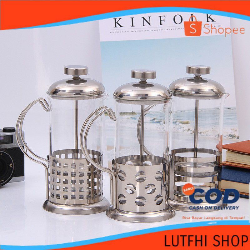 French Press Coffee Maker 350ml Alat Pembuat Kopi Pembuih susu