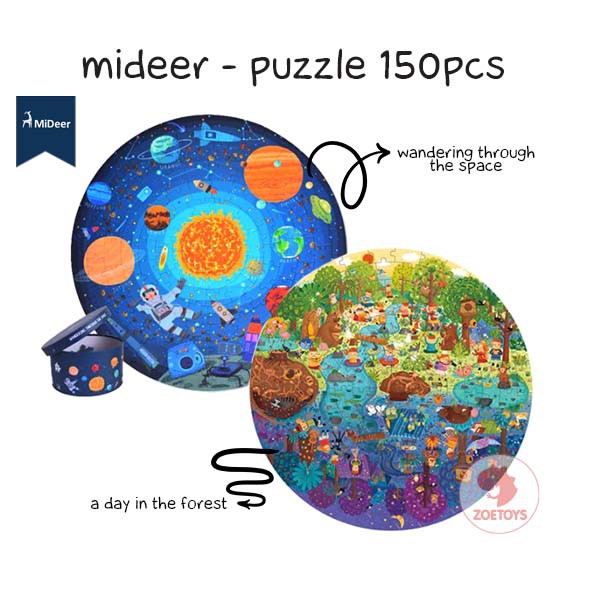 Zoetoys Mideer Wandering Through The Space Round Puzzle 150 Pcs | A Day In The Forest | Dive into the Sea | Bulat Cari Kado Natal